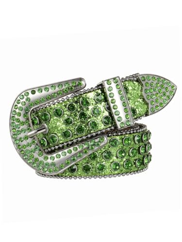 Men Women's Western Belt Rhinestone Embedding Decorative Pu Wide Belt3
