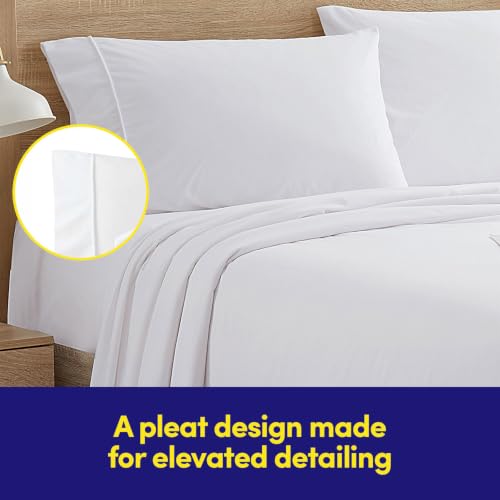 Image of Flannel Sheets Warm and Cozy Deep Pocket Breathable All Season Bedding Set with Fitted, Flat and Pillowcases, King, White