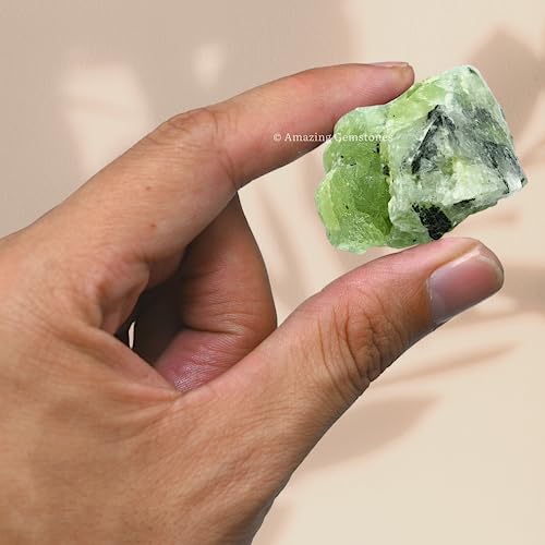 Image of Amazing Gemstone 2 Pieces Prehnite Raw Crystals and Healing Stones, Natural Rocks for Tumbling and DIY Raw Stones and Crystals