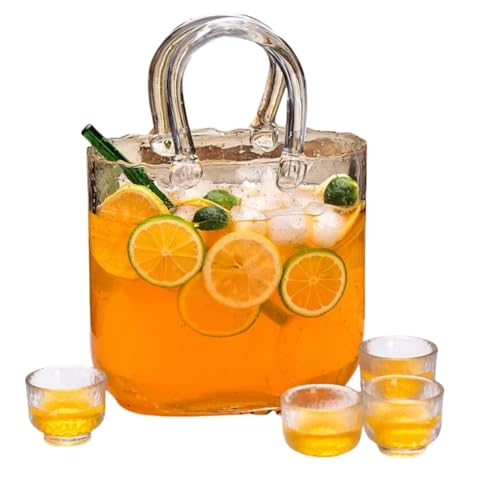 WKHPHMBEQ Glass Punch Bowl with Ladle – 0.62 Gallon Crystal Clear for Weddings, Events, Home Decor, Heavy Duty Fruit or Candy Bowl(Transparent (Set))