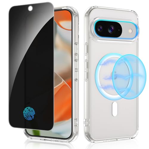 Image of Ruky for Google Pixel 9 /9 Pro Case with Privacy Screen Protector, Clear