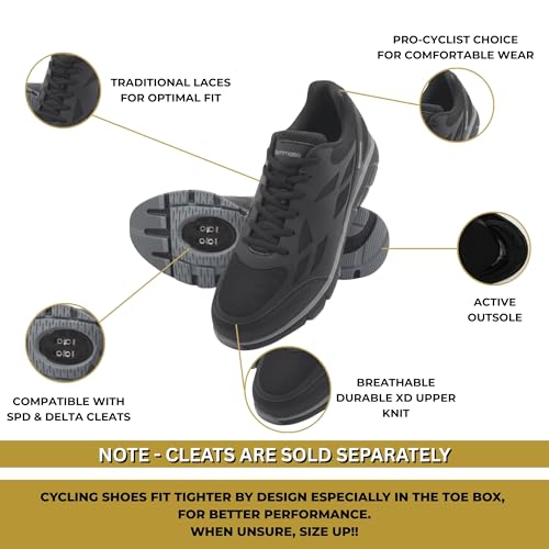 Image of Tommaso Men's Indoor Cycling Shoes - SPD Compatible - Pre-Installed Cleats - Road, Gravel & Spin Bike Shoes - Walkable Design