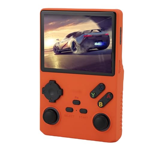 Luocute Retro-Handheld-Spielekonsole, 3,5-Zoll-Bildschirm mit Einer Auflösung von 640 X 480, Wiederaufladbarer Tragbarer Spieleplayer mit 45 Simulatoren, 256-GB-Speicherkarte, Geeignet für (ORANGE)