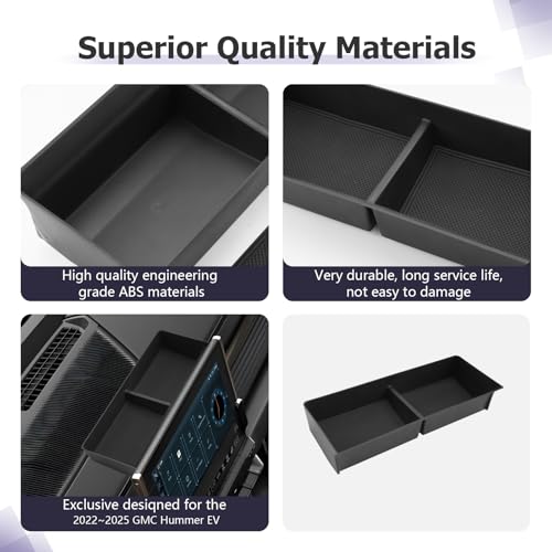 LUWU Dashboard Center Console Organizer Compatible with 2022 2023 2024 2025 2026 GMC Hummer EV Accessories 2025 2026 Hummer EV Center Console Organizer Armrest Organizer Insert Tray (Black)