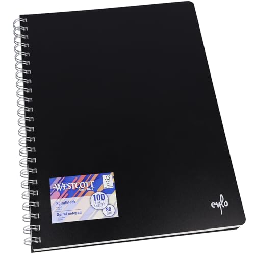 Westcott Spiralblock A5 Kariert – 200 Seiten, Perforiert, Mit Hardcover