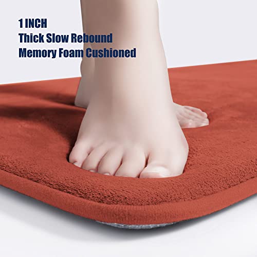 Yihouse Bathroom Rug Sets 3 Piece, Extra Thick Memory Foam Bath Mat, Non Slip Super Absorbent Soft Bathroom Mats, Machine Washable Bathroom Floor Mats Sets For Sink,Tub, Shower And Toilet,Autumn Glaze #TOP3