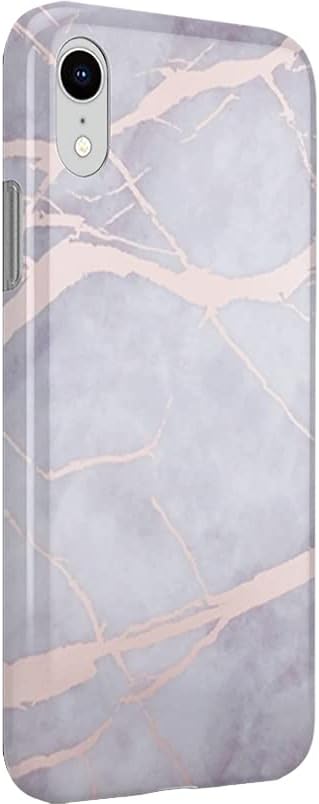 Casely iPhone XR Case | Touch of Lavender | Lavender Gray & Rose Gold Marble | Classic Ultra Slim Design