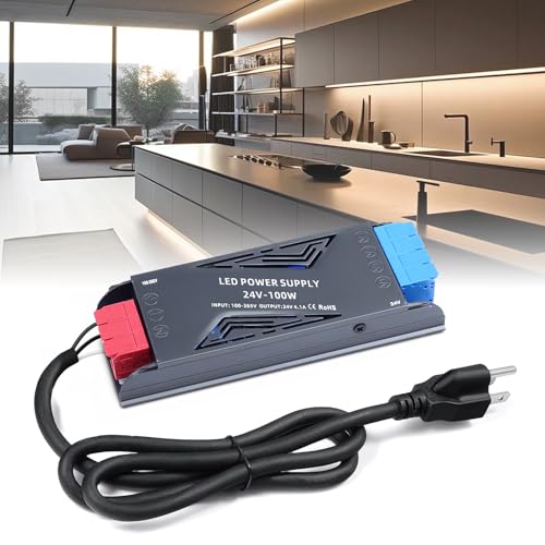 Image of LED Power Supply 24V 100W with Plug, BRIMETI LED Driver 4,1A Transformer AC 120V to 24V DC Low Voltage Switching Converter Constant Voltage Ultra Slim Adapter for Strip Light Cabinet Lights