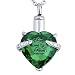 PREKIAR Heart Cremation Urn Necklace for Ashes Urn Jewelry Memorial Pendant with Fill Kit and Gift Box - Always on My Mind Forever in My Heart (Green)