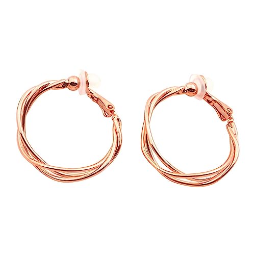 [Ｃｒｅａｍ ｄｏｔ．] クリームドット イヤリング レディース 人気 18kコーティング ワイヤーフープ キャッチレス シリコンカバー クリップ式 3重 【ピンクゴールド×イヤリング】