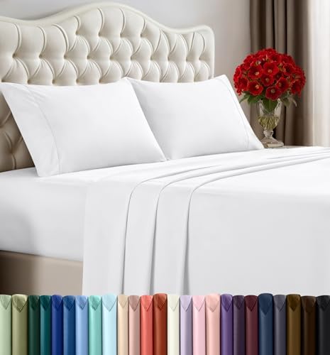 Utopia Bedding Full Sheet Set - 4 Piece Ultra Soft Brushed Microfiber Bed Sheets - Breathable and Wrinkle Free with Deep Pockets for a Secure Fit - Easy Care and Long Lasting Durability (White)