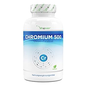 Chroom uit chroompicolinaat – Extra hoge dosis 500 mcg chroom per tablet – 365 tabletten – Geen ongewenste toevoegingen…