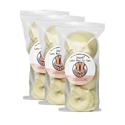 Lambs Wool Padding for Toes and Feet，Corn Cushion Pads Blister Prevention Bunions Callus Protection,Soft Feet Cushion Toe Separator Lambswool for Pointe Shoes,3PCs,15/8 Ounces