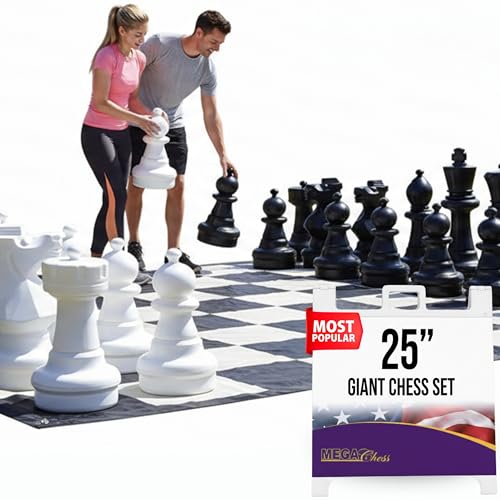 MegaChess Giant Chess Set Game with 25' Tall King - A Large Chess Set Yard Game for Families Looking for Outdoor Jumbo Games - 32 Large Pieces Made...