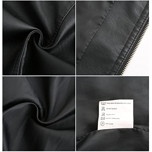 Womens Faux Leather Jackets, Long Sleeve Zipper Slim Motorcycle Jacket, Casual Open Front PU Coat Outwear (Color : Gold, Size : Large)4