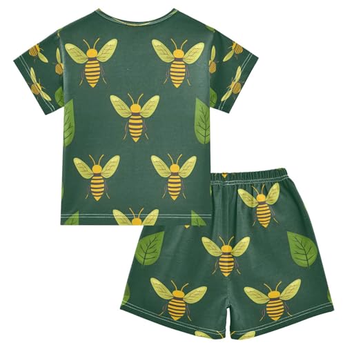 senya Short Sleeve Pajamas Sets Summer Cotton Sleepwear Yellow Bee Pattern2