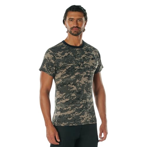 Image of Rothco Camo T-Shirt | Men's Short Sleeve Camouflage Crew Neck Base Layer Rugged Outdoor Hiking Workout Gym Tee Shirt