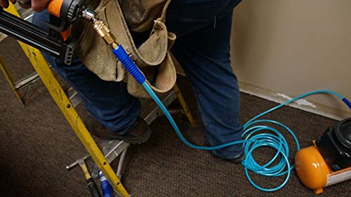 Image of Plews & Edelmann Amflo 12-25E Polyurethane Air Hose - Non-marring, Smooth Finish, Easy to carry, Lightweight, Cold Weather Flexible, Great Indoors or Out, 1 /4 inch X 25', Blue, 25 ft