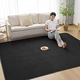 Matdeco カーペット ラグ ラグマット滑り止め付 洗える 135×185cm 約1.5畳 絨毯 防ダニ 抗菌 防臭 オールシーズン快適に使用 床暖房 ホットカーペット対応 ふわふわ肌触り フランネルラグ 無地 ブラック
