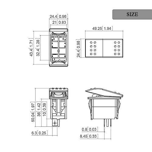 Image of 12V /24V DC Reverse Polarity Switch 6P (ON)-Off-(ON) 3 Way Momentary Rocker Switch Non-Light DPDT Marine Toggle Switch for Car Boat Pontoon Polaris Golf Cart UTV Dashboard Replacement Waterproof IP68