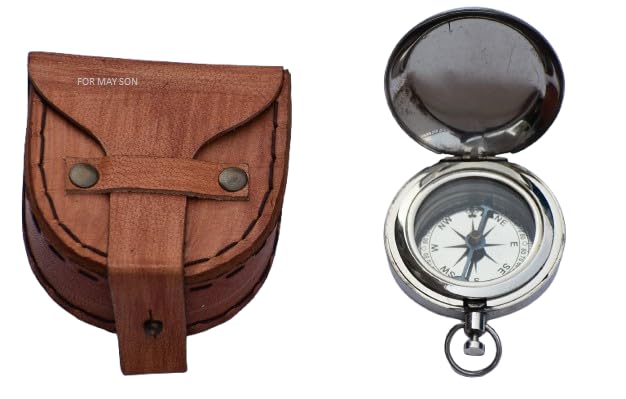 Brújula de latón grabada con cadena – Vintage con mensaje de amor en caja de regalo – recuerdo romántico para amantes de los viajes miniatura 4