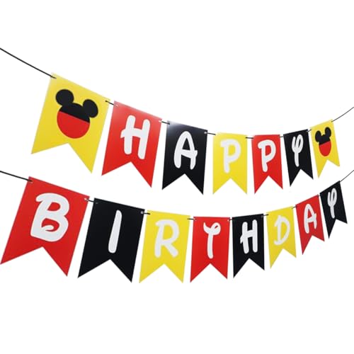 Cartoon Mouse Birthday Party Banner, Cartoon Mouse Style Bunting, Cartoon Mouse Themed Birthday Party Supplies