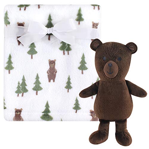 Image of Hudson Baby Unisex Baby Plush Blanket with Toy, Forest Bear, One Size