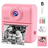 Instant Print Camera for Kids, 1080P Kids Camera with 32GB Card, No Ink Photo Printing, Selfie & Video, Easy-to-Use Camera Toy for Girls & Boys Ages 4-10, Creative Gift for Kids