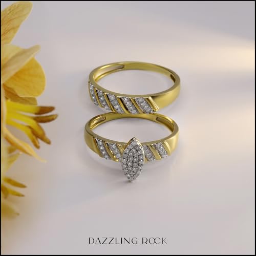 Dazzlingrock Collection White Diamond Trio Ring Set (0.40 ctw, Color I-J, Clarity I2-I3) in 18K Yellow Gold Plated Sterling Silver3