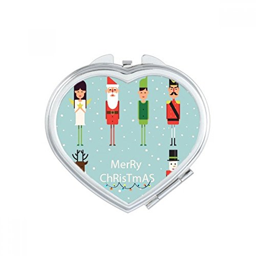 Miroir de poche Joyeux Noël en cœur petit format multicolore