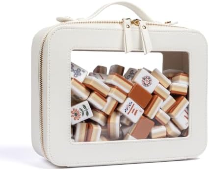 Sweet Jojo Designs Folk Rust Orange Mahjong Tile Set Cute, Pretty Mah Jongg Sets American, 160 1.26in. Engraved 4 Layer Acrylic Mojang Tile Game Set, Beautiful Mahjong Accessories and Gifts Travel Bag - 5