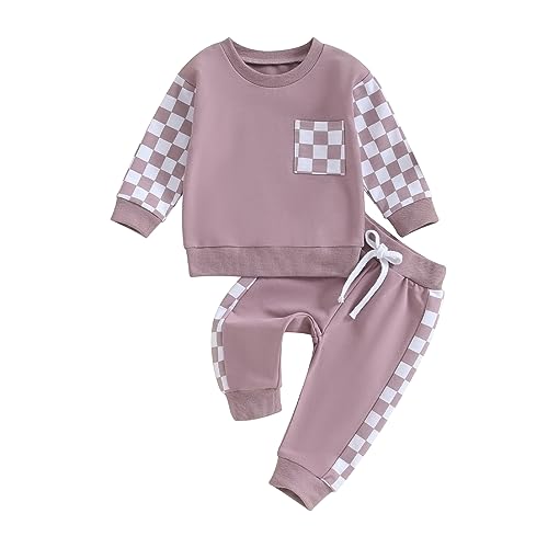 Image of BeQeuewll Baby Girl Easter Outfit Happy Easter Sweatshirt Jogger Pants Infant Toddler Girls Pink Outfits Set