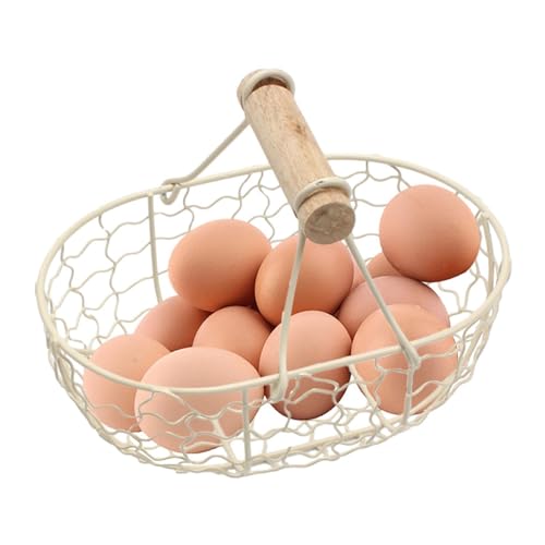 Cesta de la colección de huevos, cesta pequeña de frutas, cesta de pan vintage, cesta de huevos de alambre con diseño de granja, cesta vintage para huevos de pollo, cestas para huevos frescos,