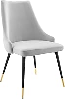 Vista 19 de Modway EEI-3907-GRY Adorn - Silla auxiliar de comedor de terciopelo copetudo, color gris