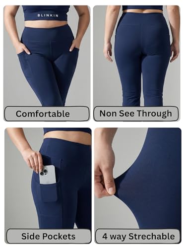 Image of BLINKIN Plus Size Flared Gym Pants for Women - Workout Yoga Pants for Woman - Ultimate Flare Bootcut Track Pants Womens Activewear(M-7XL)