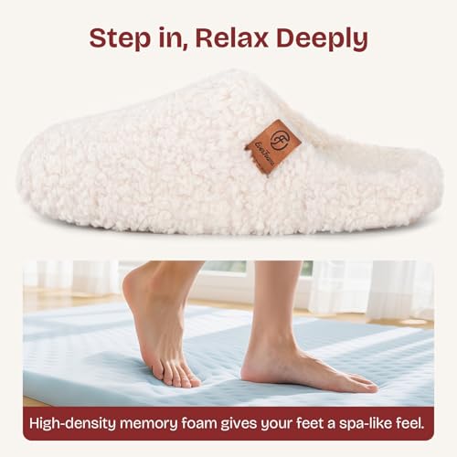 EverFoams Women's Fuzzy Slip-on Slippers Soft Comfy Memory Foam Indoor House Shoes4