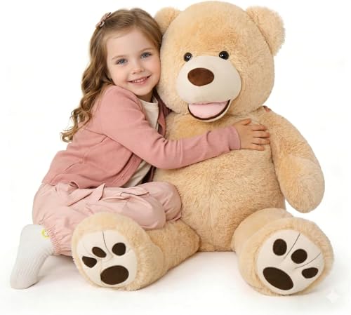 Image of MaoGoLan Giant Teddy Bear Plush,39 inches Big Teddy Bear Stuffed Animal,Adorable Smiling Large Bear,Express Your Love Gift for Kids,Girlfriend,Baby Shower,Valentines Day,Christmas,Long Distance