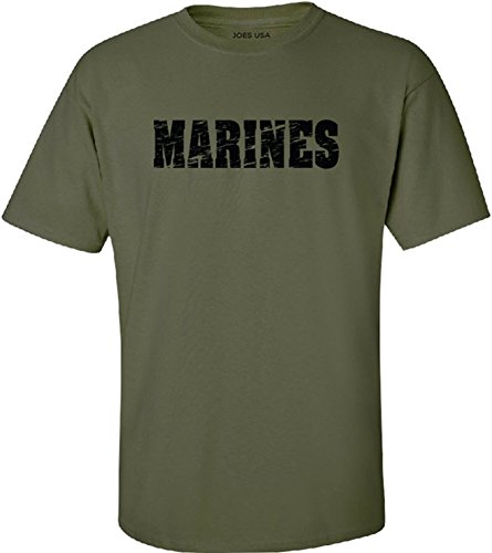 Joe's USA - Military Green Vintage Marines Logo T-Shirts in Sizes S-5XL