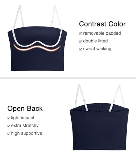 Image of OMKAGI Womens Workout Tank Tops Adjustable Strap Longline Sports Bra Padded Sleeveless Top
