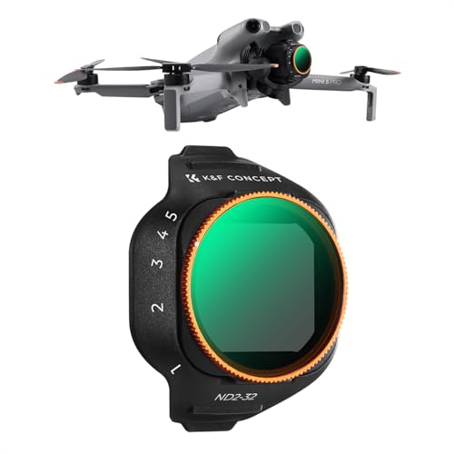 K&F CONCEPT Filtre ND Variable Compatible avec DJI Mini 5 Pro, ND2-32 1-5 Stops Verre Optique HD Multicapa Accessoires Léger pour Objectif de Drone pour Photographie Aérienne et Enregistrement Vidéo