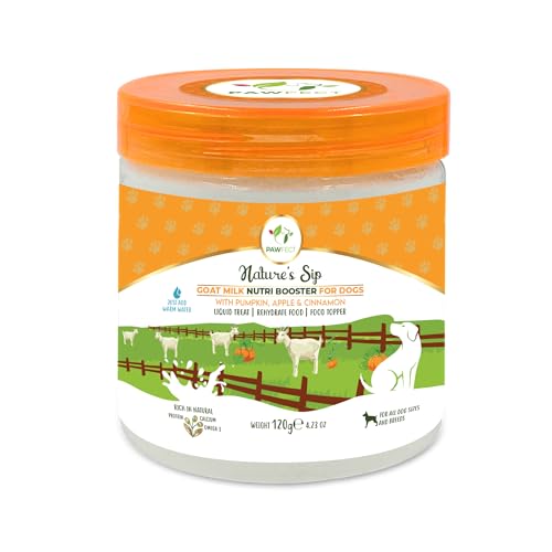 Pawfect Natures Sip Goat Milk for Dogs with Pumpkin Pumpkin Seeds Apple & Cinnamon 120g (4.23oz) Pet Supplement | Gut Health Digestion Immunity Support | Natural Dog Milk Powder