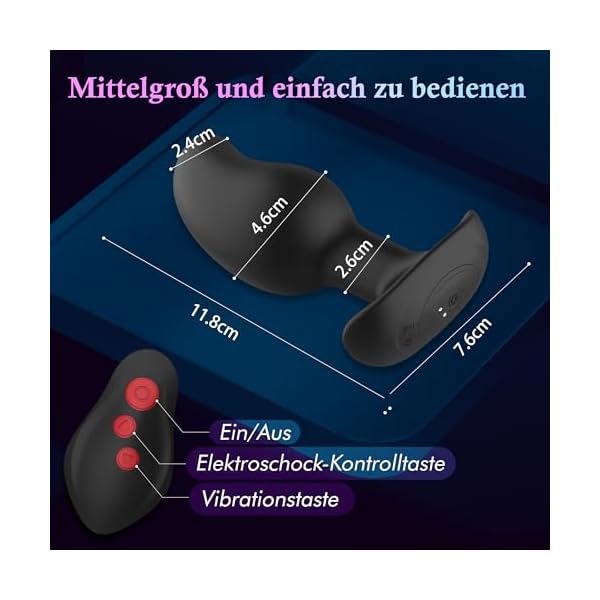 Analvibratoren für Mann Elektroshock Plug Vibratoren, Prostata Stimulation männer mit 8 Stromschlag und Vibrationsmodi, Elektrostimulation Butt Anal Plug für Frauen, Sex Spielzeug für die Männer – Bild 4