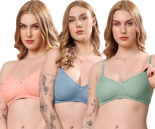 Image of London Hills Regular Bra for Women Everyday Non Padded Wire Free Mid Coverage Cotton Blend
