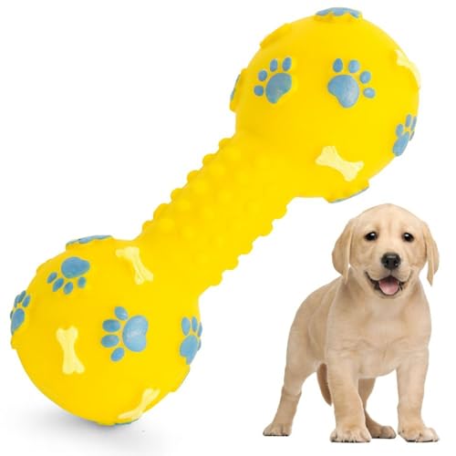 PARENCE – Giocattolo per cani con suono – Giocattolo da morso e spinta – Forma di manubrio in gomma – Colore casuale – 13 cm, per animali piccoli