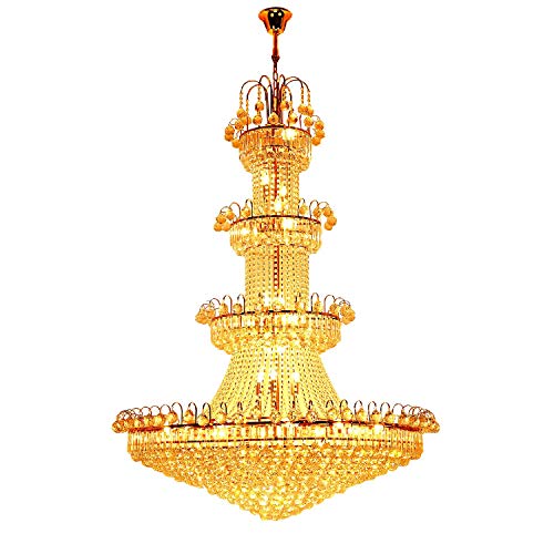 PEHUB Lujoso candelabro de cristal Palace Hall Iglesia Decoración Vela K9 Lámpara colgante de cristal Techo Sala de estar Iluminación Villa Colgante Araña Comedor Sala de estar Dormitorio Pasillo Entr