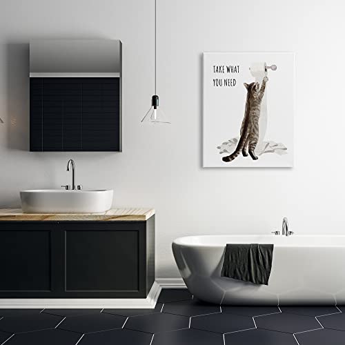 Image of Stupell Industries Funny Cat Bathroom Comic, 30 x 40 Inch Canvas Wall Art