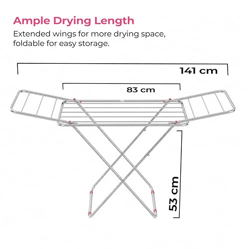 Image of Lifelong Stainless Steel Butterfly Cloth Dryer Stand | Foldable, Portable & Rust-Resistant Clothes Drying Rack | Indoor & Outdoor Laundry Stand with Multiple Rods for Quick Drying |Space-Saving Design