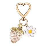 装飾ハートキーリング ストロベリーデイシステーマ 丈夫な樹脂素材 飛沫防止デザイン 日常使用アイテム ストロベリーハートキーホルダー