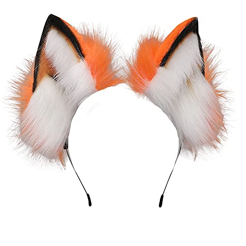 Image of VIGVAN Handmade Wolf Fox Ears Animal Cosplay Cute Head Accessories for Halloween