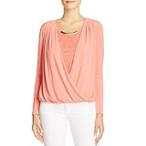 Calvin Klein Women's Faux-Wrap Top with Lace Underlay